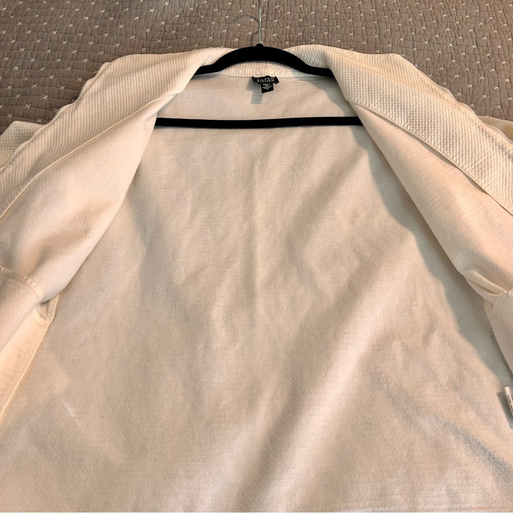 Eileen Fisher Cream Textured Cotton Blend Jacket Size S - Picture 7 of 9